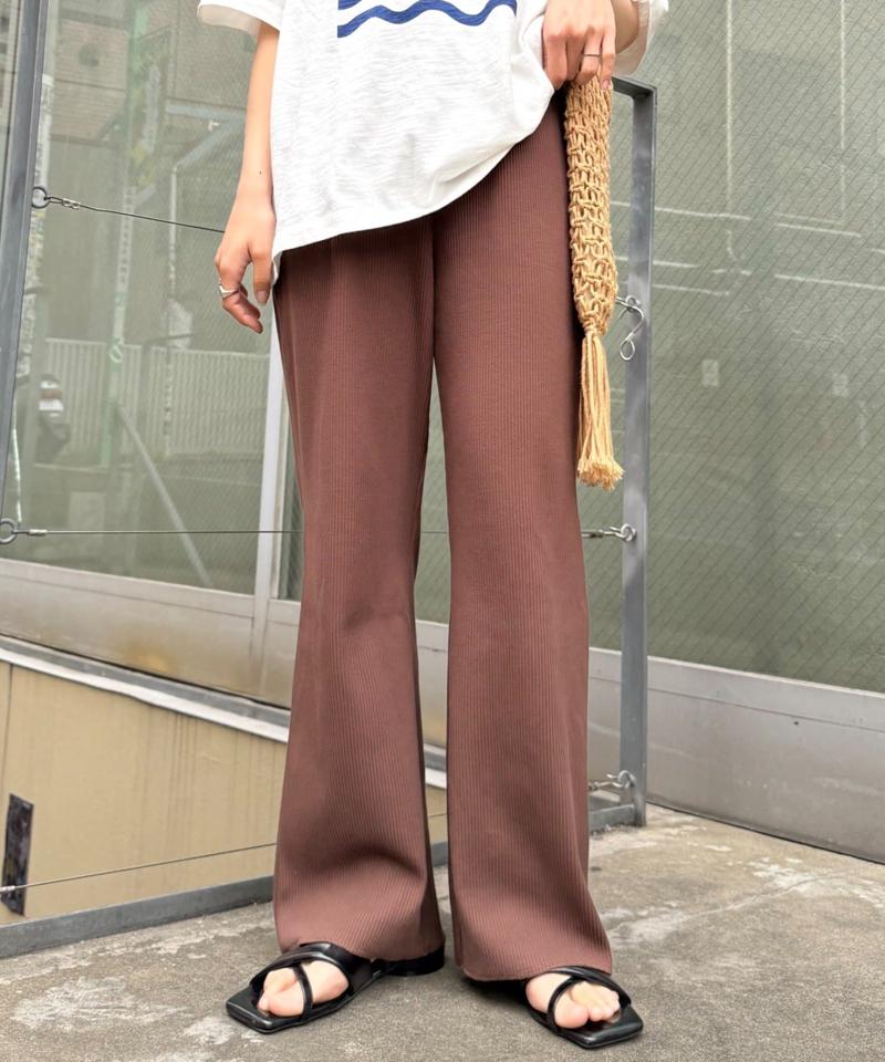 【マイナス3キロ見え/3サイズ展開】すっきりシルエットリブパンツ