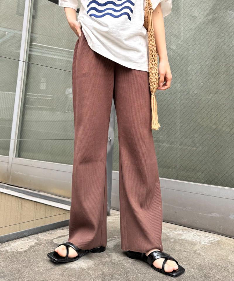 【マイナス3キロ見え/3サイズ展開】すっきりシルエットリブパンツ