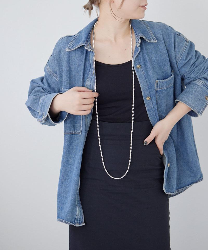 《追加/スターリングシルバー》ナバホパール5×125cmネックレス