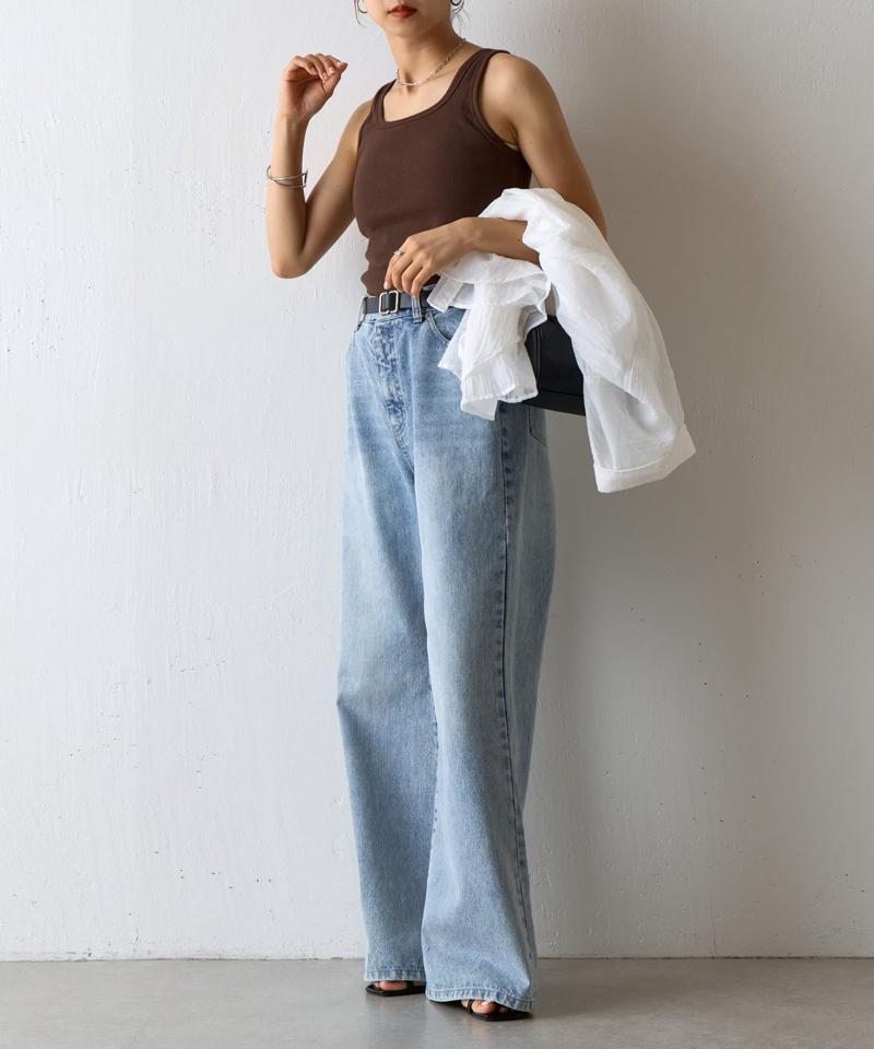 【BASIC LINE】スクエアネックリブタンクトップ