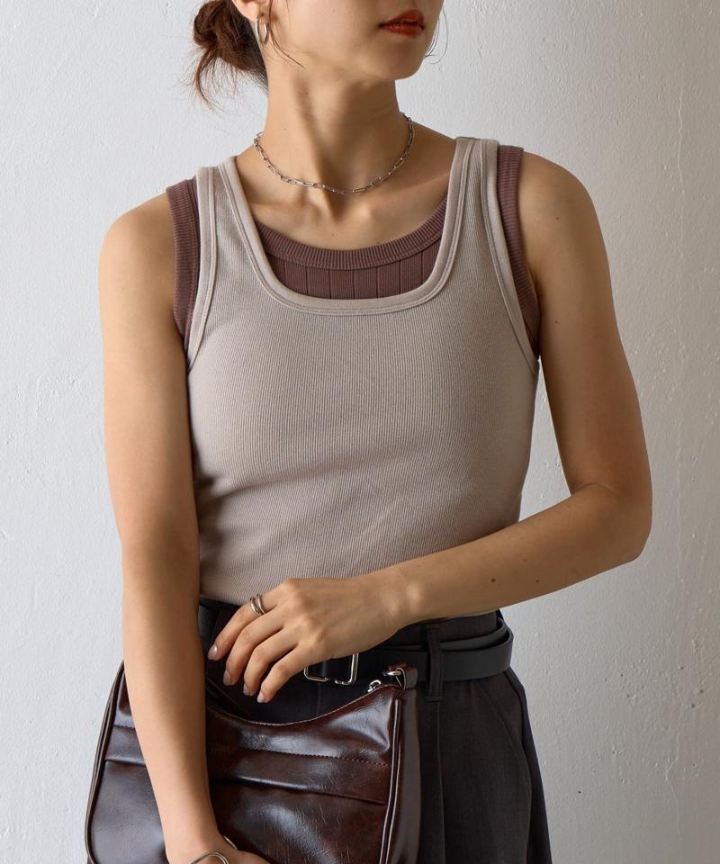 【BASIC LINE】スクエアネックリブタンクトップ