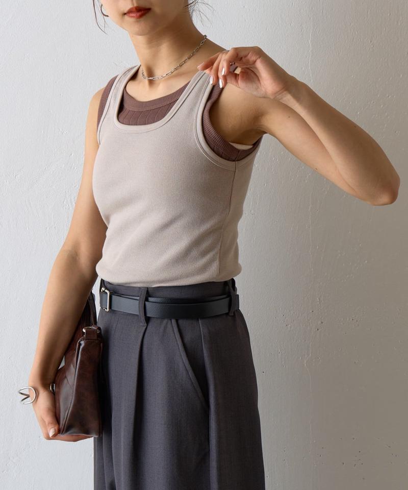 【BASIC LINE】スクエアネックリブタンクトップ