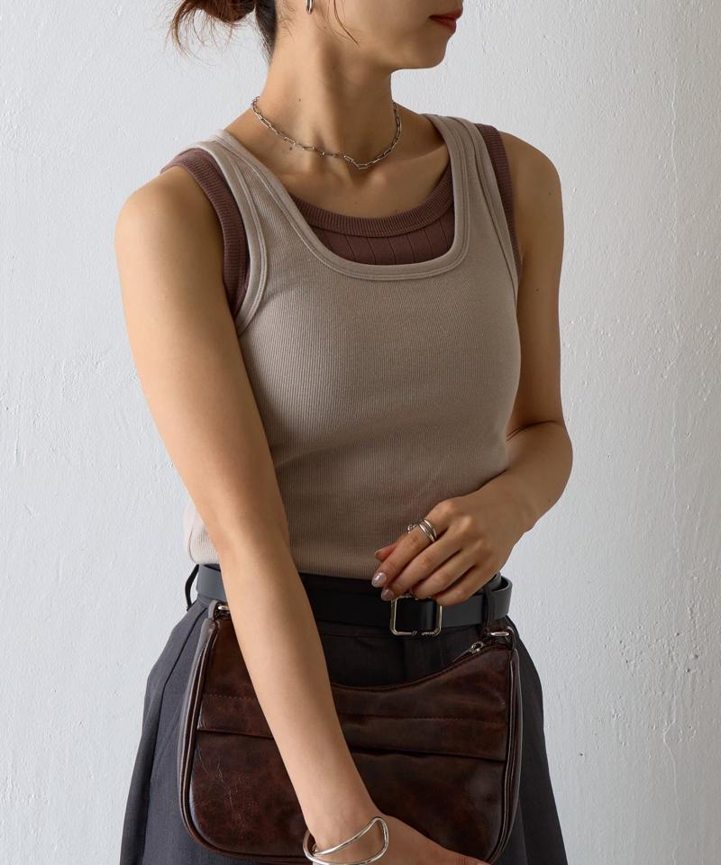 【BASIC LINE】スクエアネックリブタンクトップ
