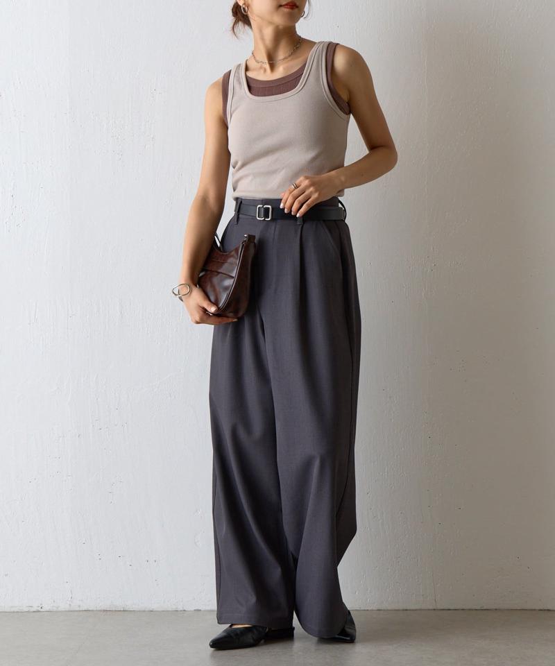 【BASIC LINE】スクエアネックリブタンクトップ