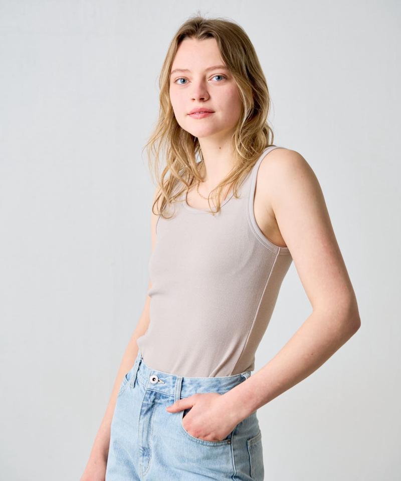 【BASIC LINE】スクエアネックリブタンクトップ