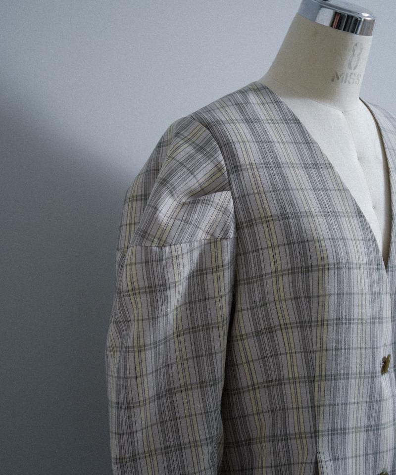 Check peplum summer jacket