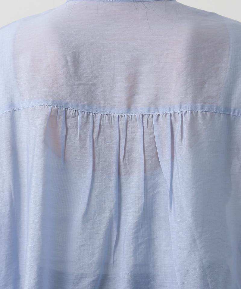 【リバイバル】シアーバンドカラー長袖シャツ