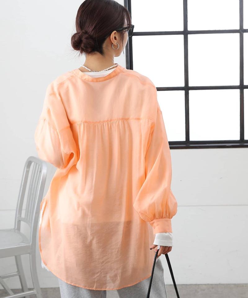 【リバイバル】シアーバンドカラー長袖シャツ