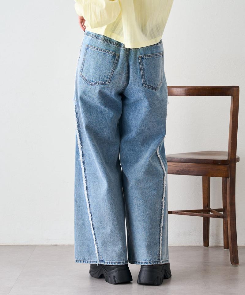 【2サイズ展開】フリンジバギーデニムパンツ