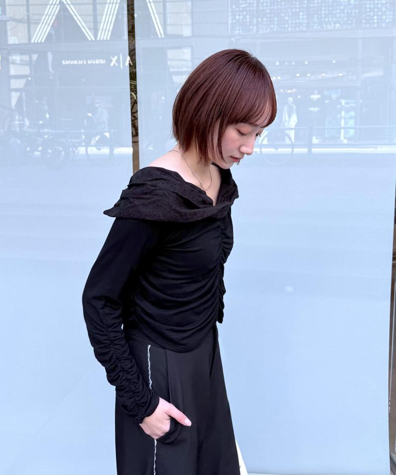 [mline]コットンレースオフショルＴ