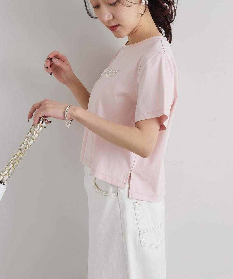 【最強愛されパールロゴ】パールモチーフクロップドTシャツ