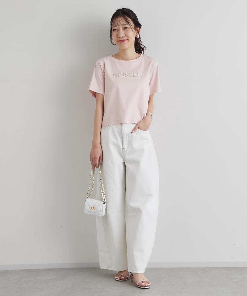 【最強愛されパールロゴ】パールモチーフクロップドTシャツ