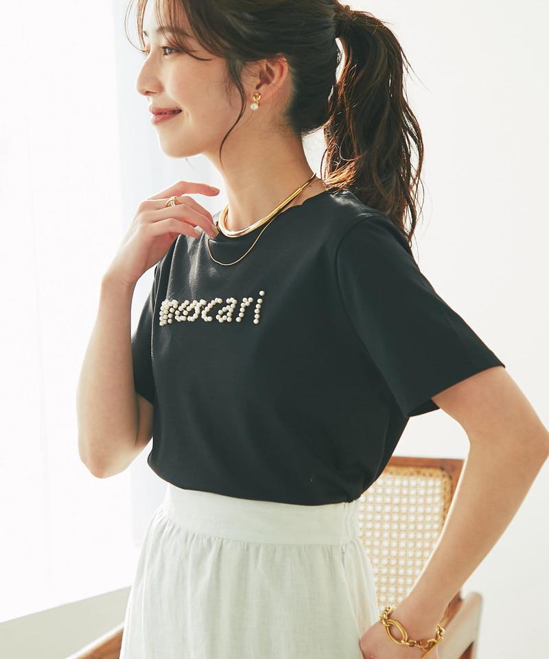 【最強愛されパールロゴ】パールモチーフクロップドTシャツ