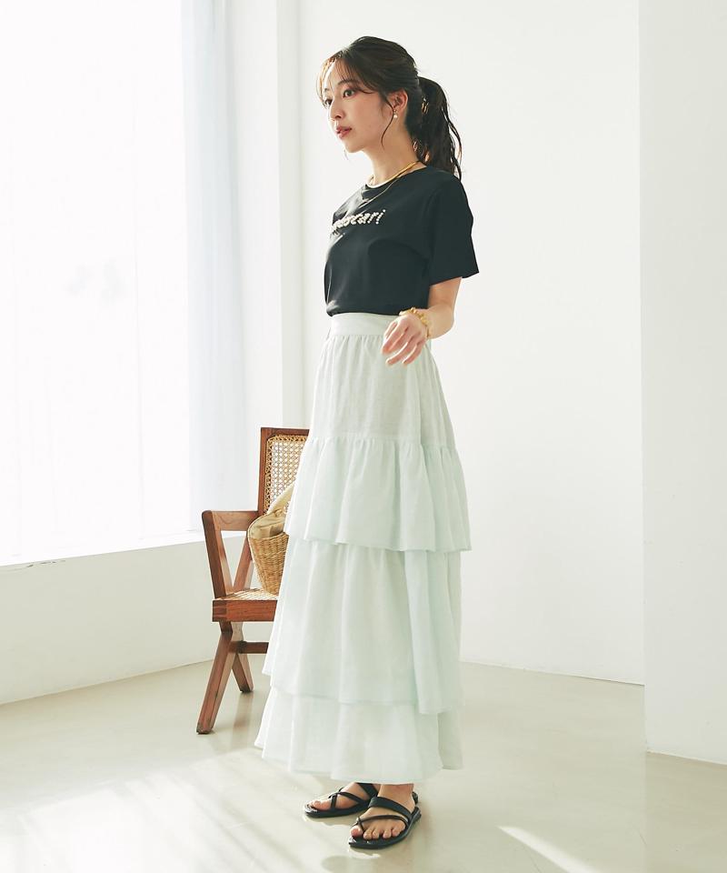 【最強愛されパールロゴ】パールモチーフクロップドTシャツ