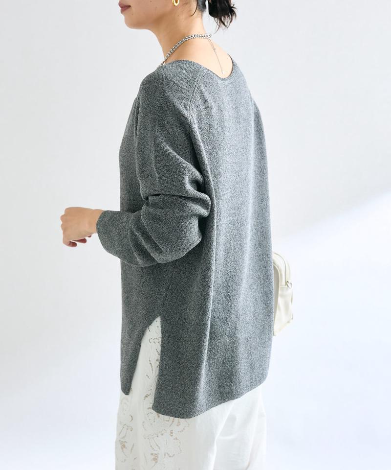 【マイナス3kg】ペーパーヤーンプランジネックニット