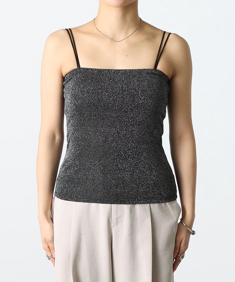 ラメフライスカップ付Wストラップキャミソール