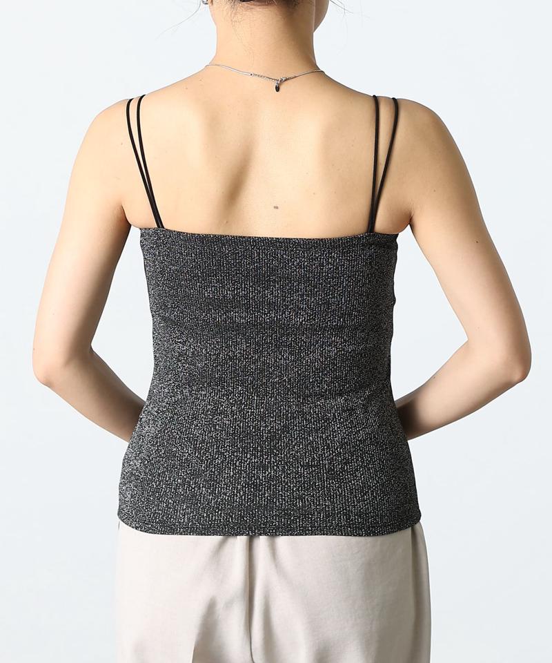 ラメフライスカップ付Wストラップキャミソール