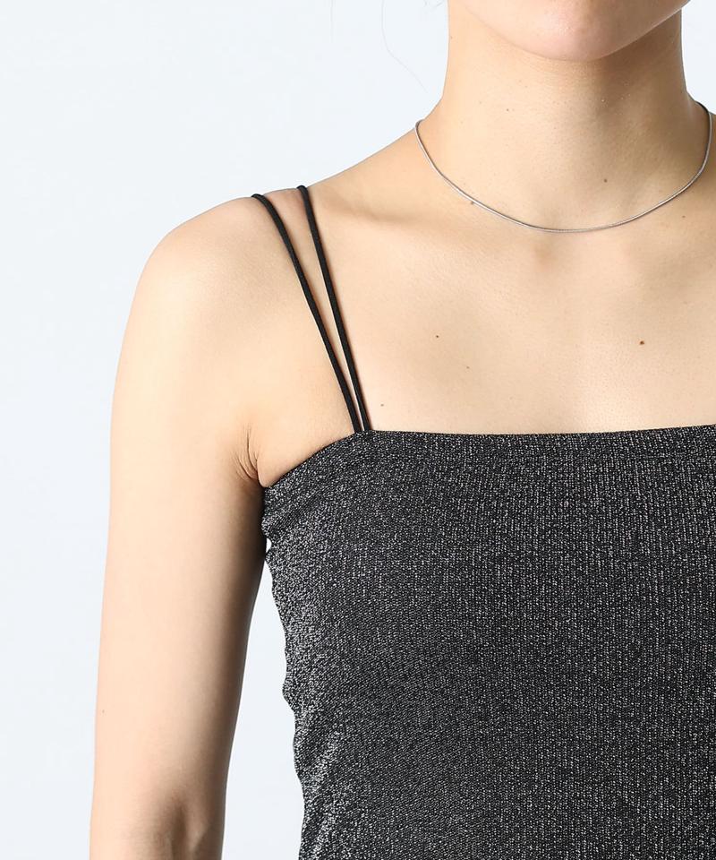 ラメフライスカップ付Wストラップキャミソール