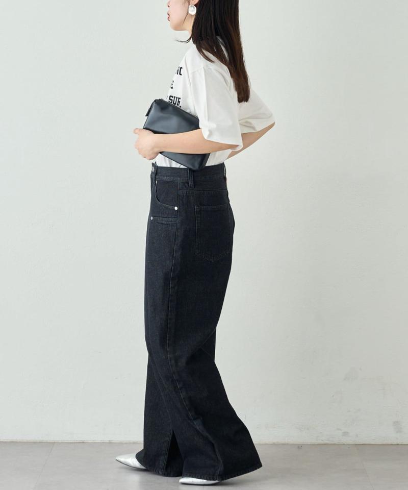 【UNISEX】タックデザインワイドデニム