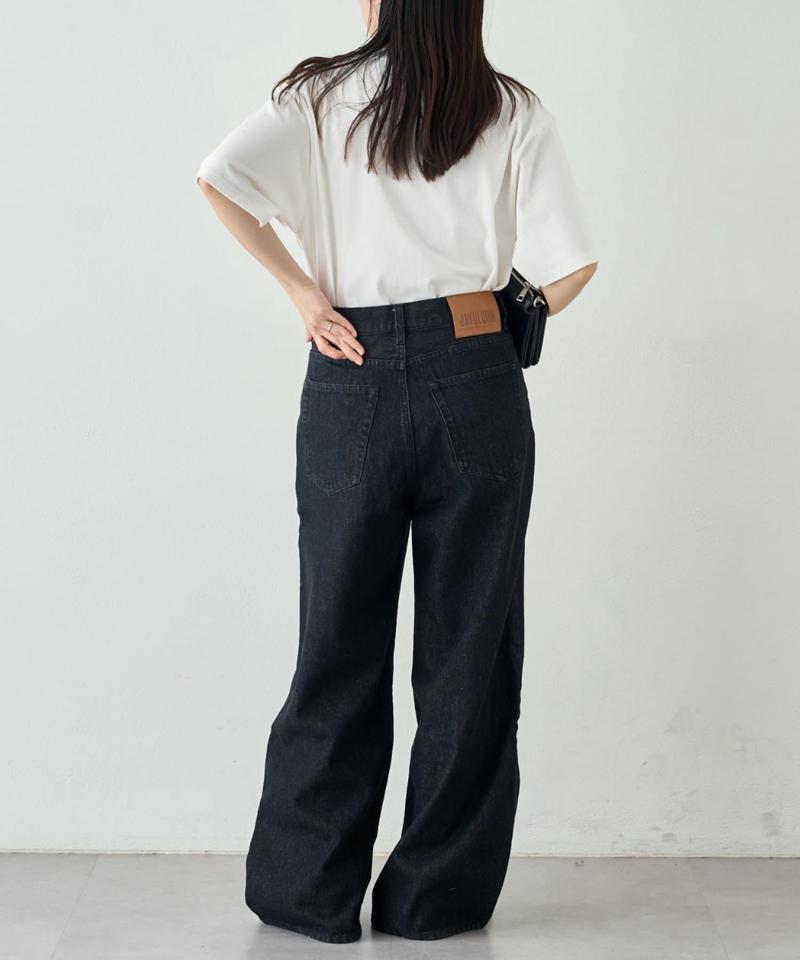 【UNISEX】タックデザインワイドデニム