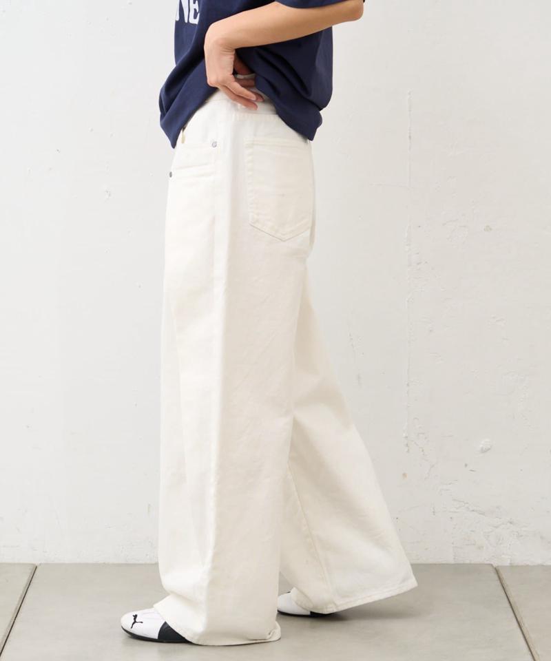 【UNISEX】タックデザインワイドデニム