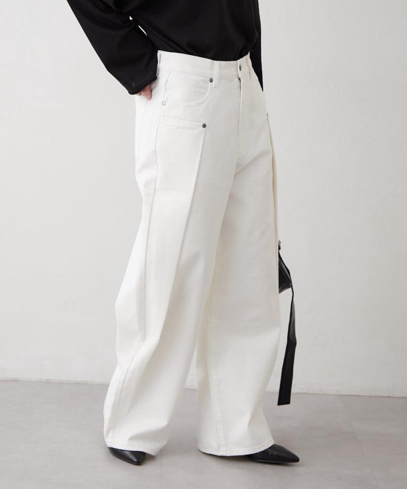 【UNISEX】タックデザインワイドデニム