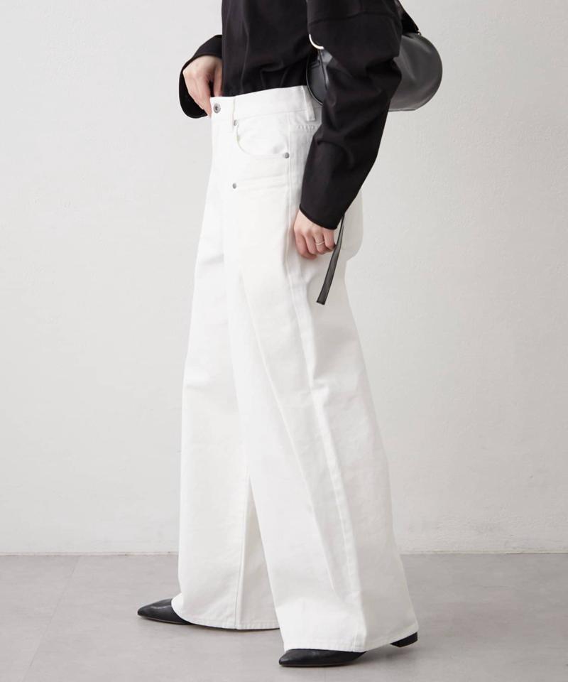 【UNISEX】タックデザインワイドデニム