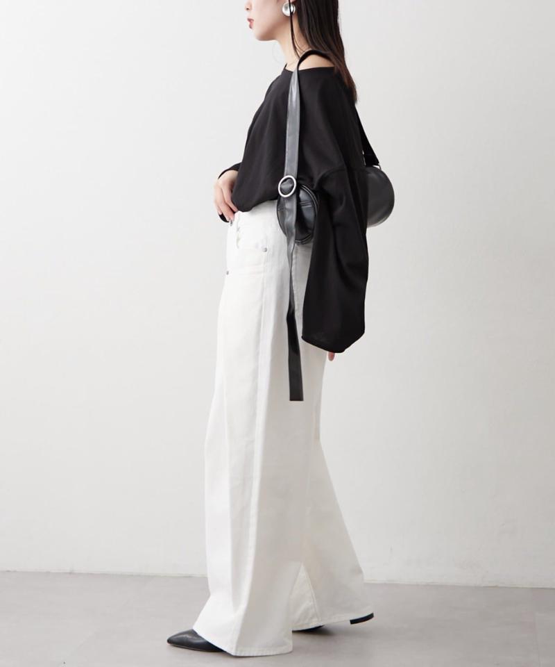 【UNISEX】タックデザインワイドデニム