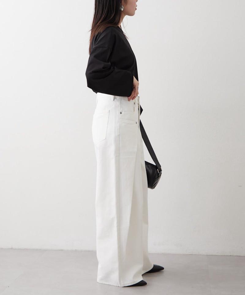 【UNISEX】タックデザインワイドデニム