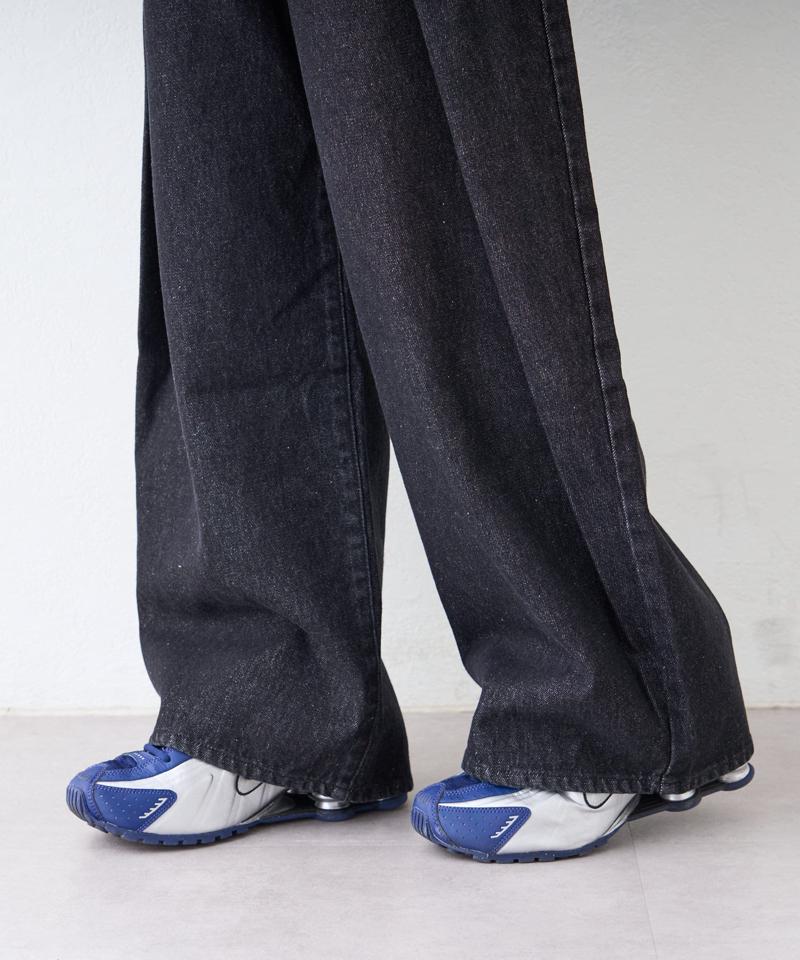 【UNISEX】タックデザインワイドデニム