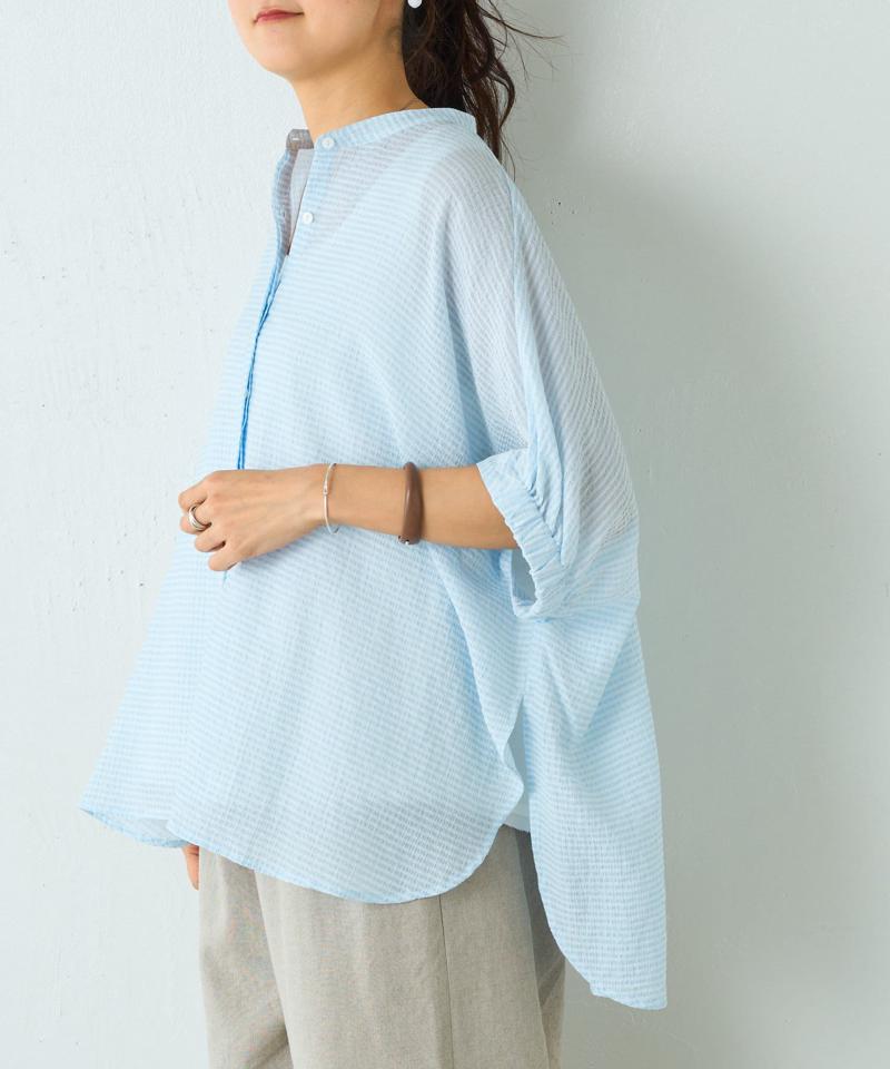 シアーチェックブラウス