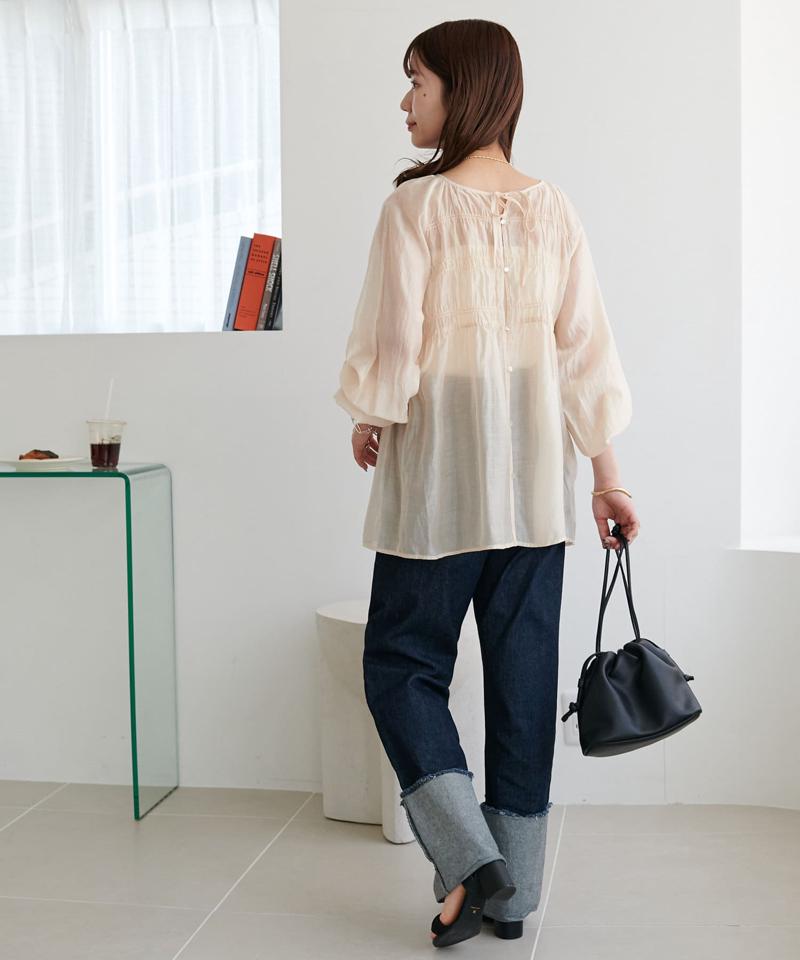 【WEB限定】シャーリング使いシアーブラウス