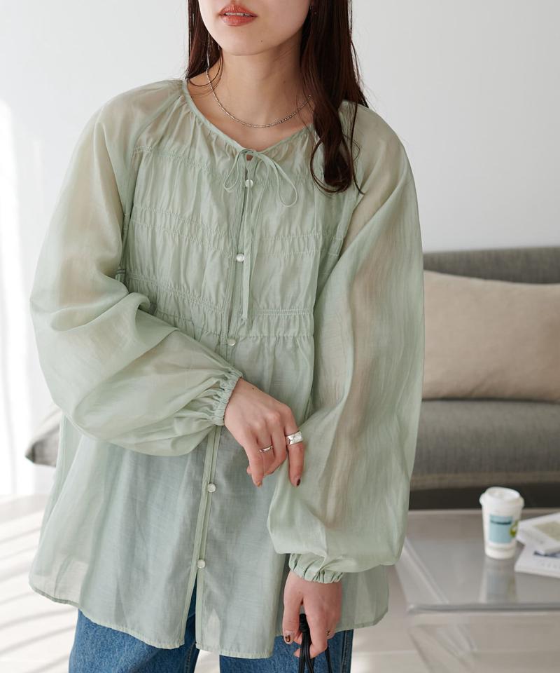 【WEB限定】シャーリング使いシアーブラウス