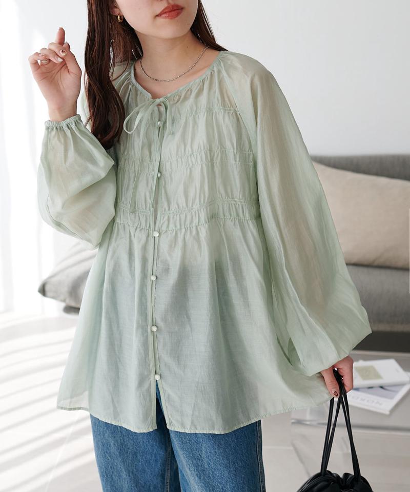 【WEB限定】シャーリング使いシアーブラウス