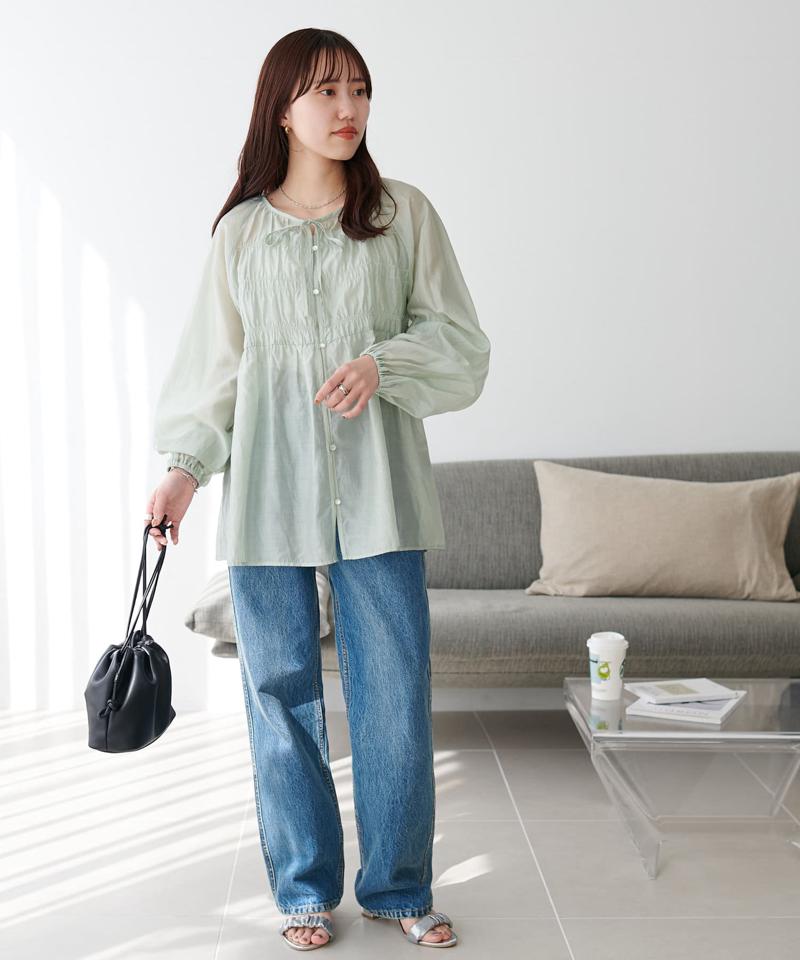 【WEB限定】シャーリング使いシアーブラウス