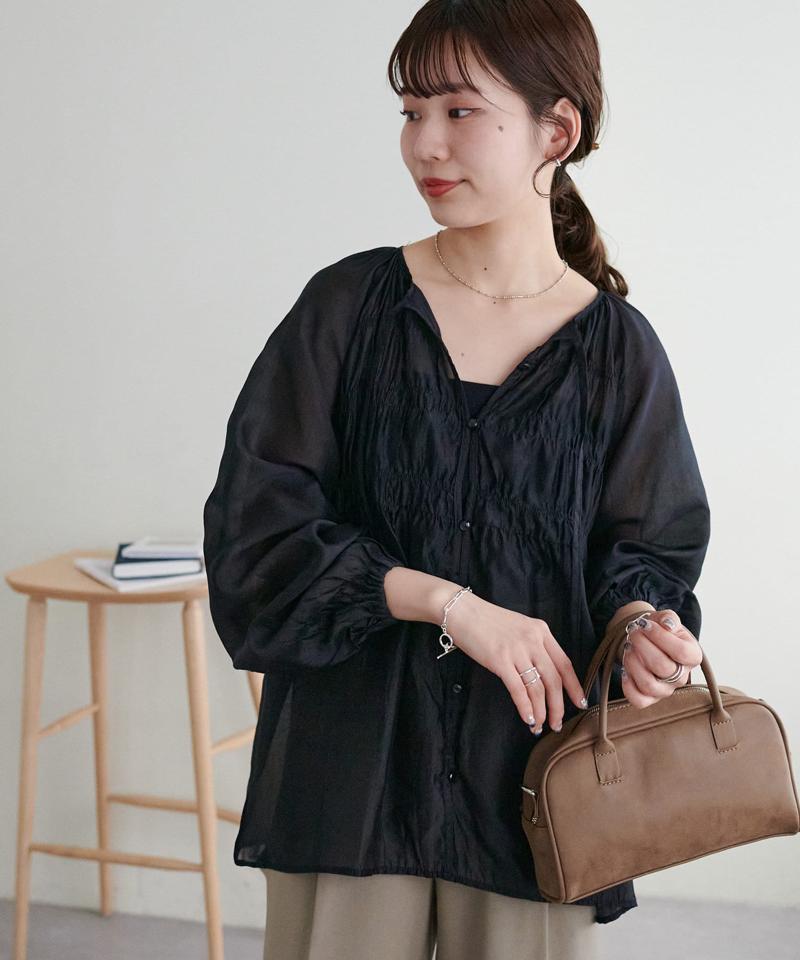 【WEB限定】シャーリング使いシアーブラウス