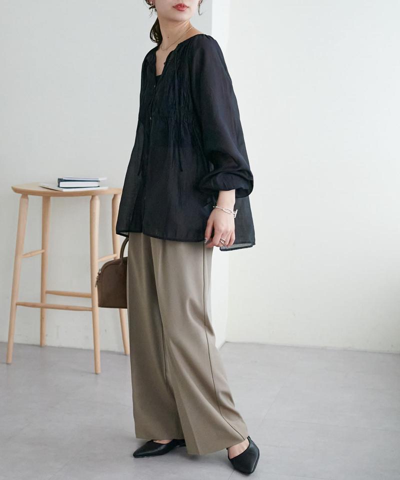 【WEB限定】シャーリング使いシアーブラウス
