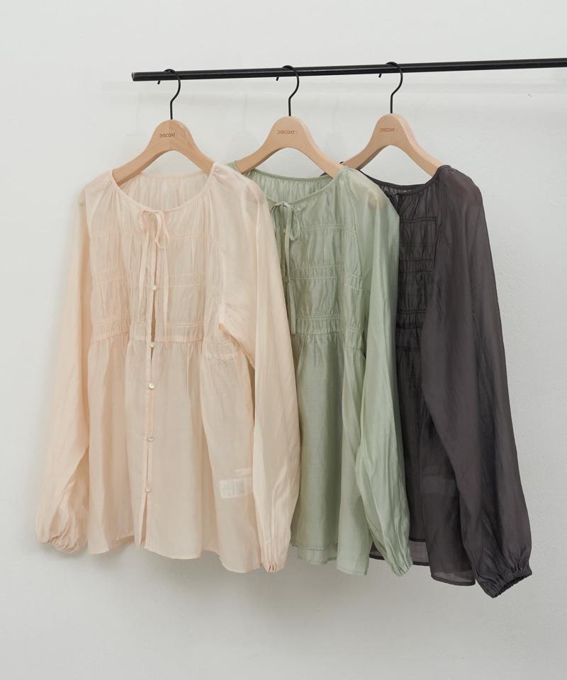 【WEB限定】シャーリング使いシアーブラウス
