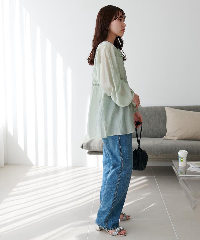 【WEB限定】シャーリング使いシアーブラウス