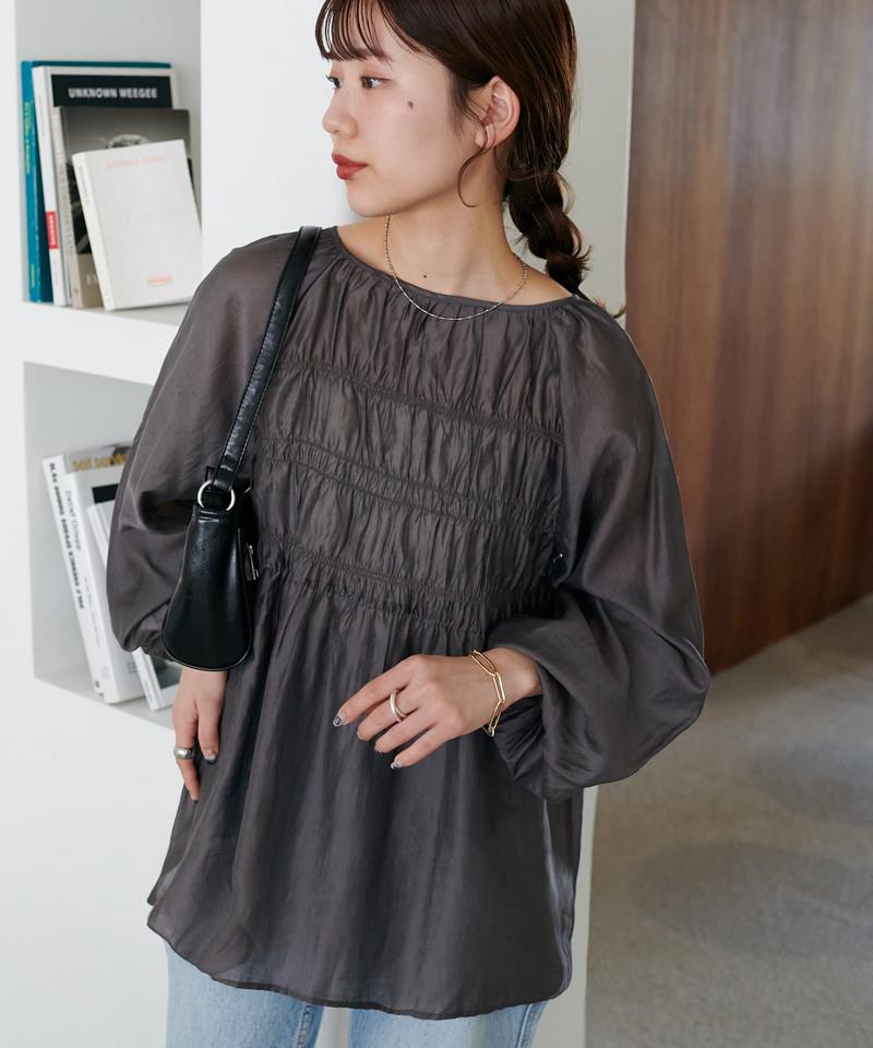 【WEB限定】シャーリング使いシアーブラウス