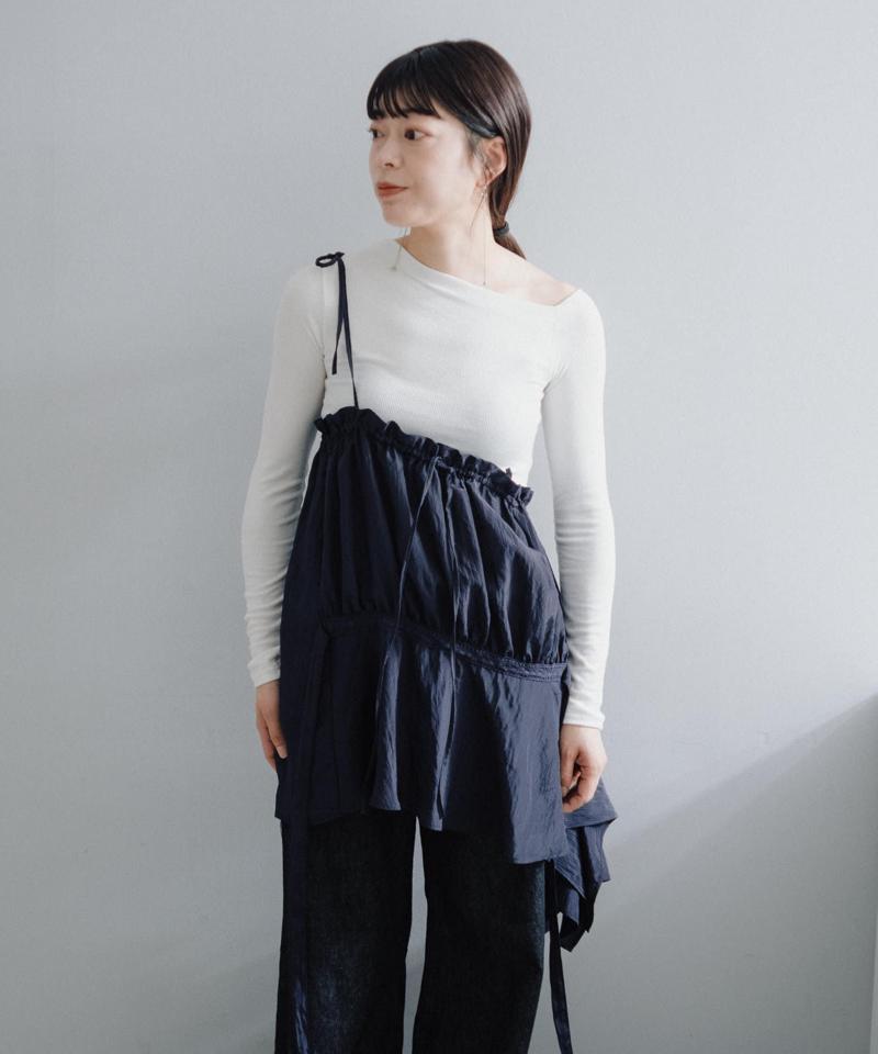 Stripe one shoulder lace blouse
