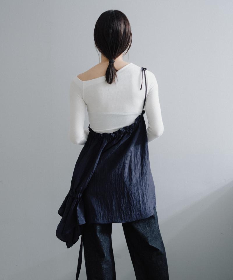 Stripe one shoulder lace blouse