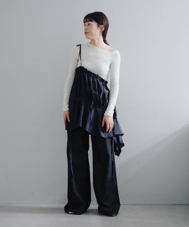 Stripe one shoulder lace blouse