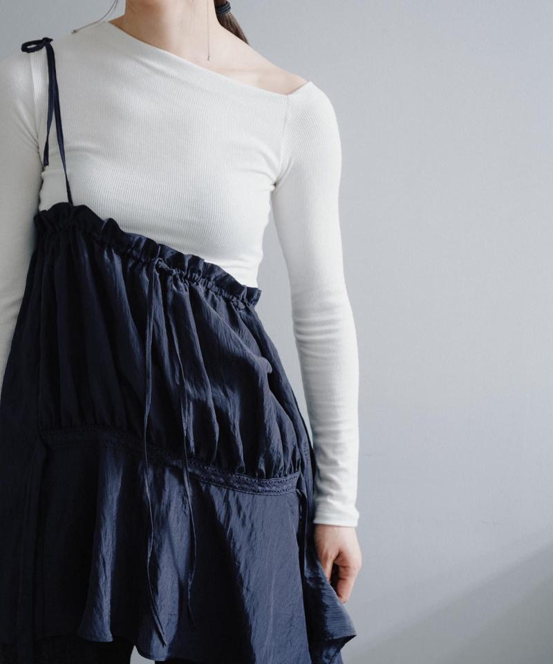 Stripe one shoulder lace blouse