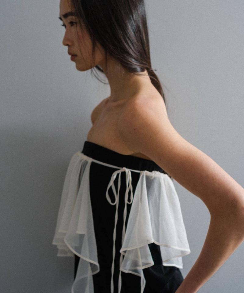 Frill collar & gathering blouse SET