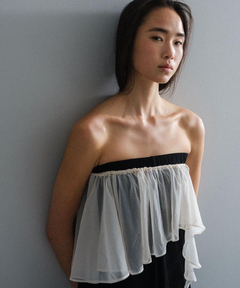 Frill collar & gathering blouse SET