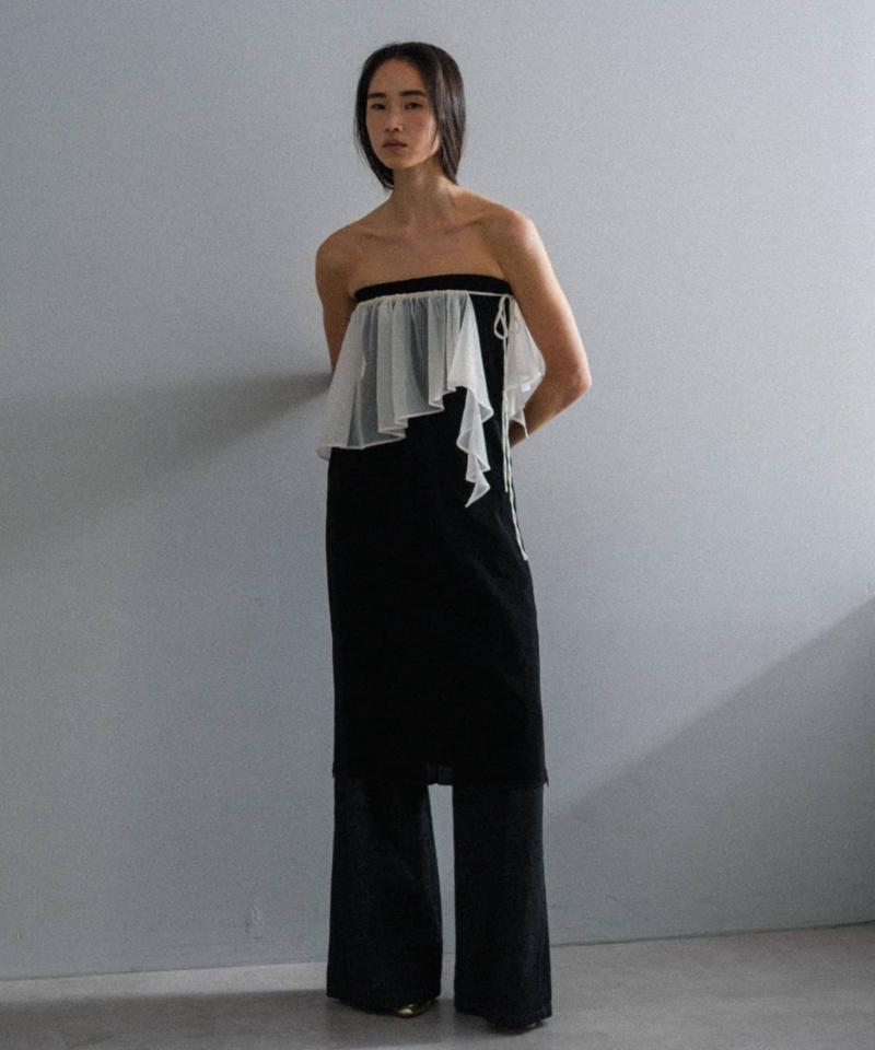Frill collar & gathering blouse SET