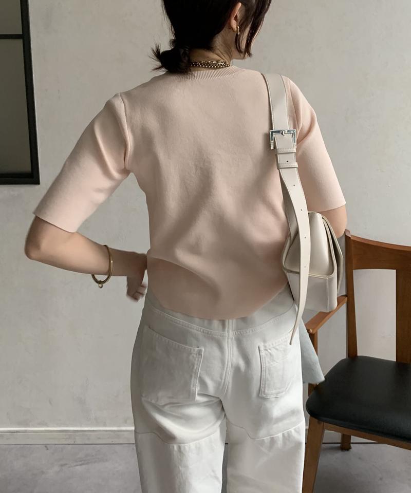 5分袖ニットTEE