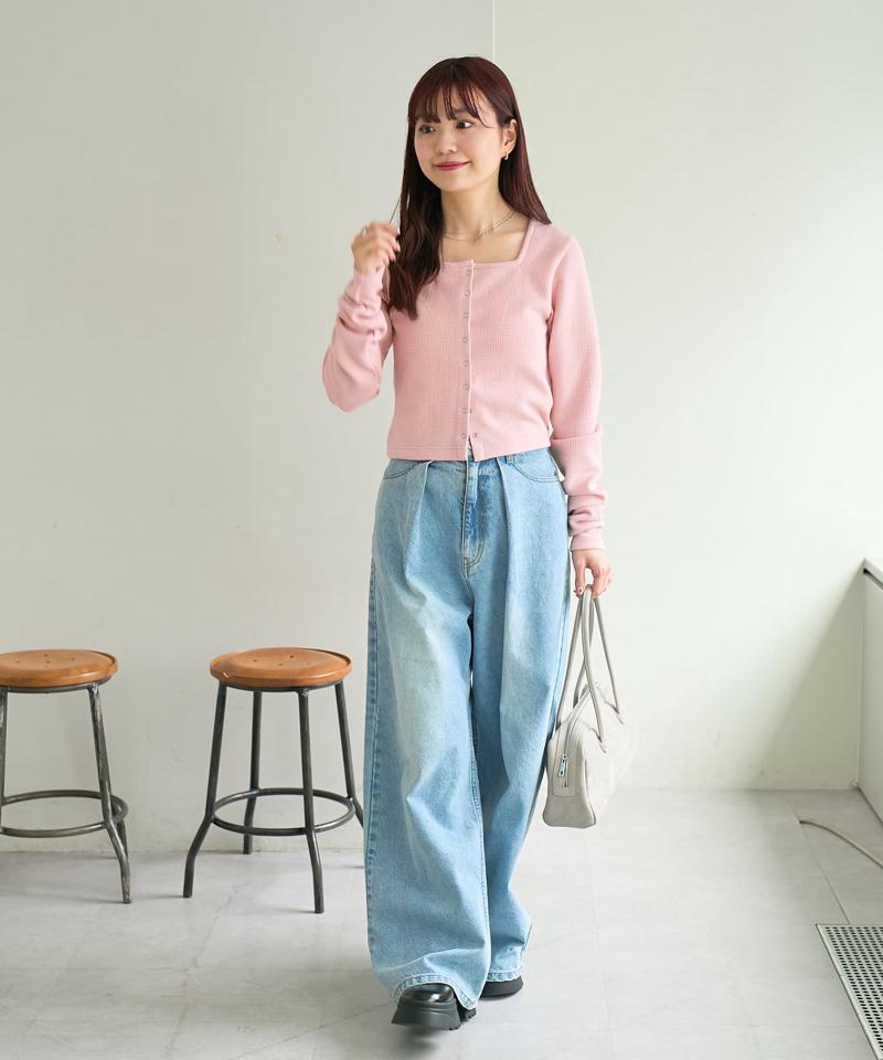 【新色追加/低身長サイズ/2サイズ展開】スーパーワイドネップデニムパンツ