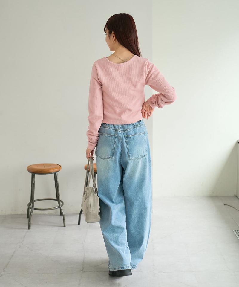 【新色追加/低身長サイズ/2サイズ展開】スーパーワイドネップデニムパンツ
